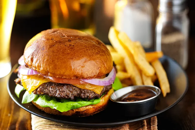 Burger and chips